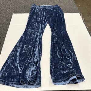 Just Polly New York Blue Velvet Flare Pants